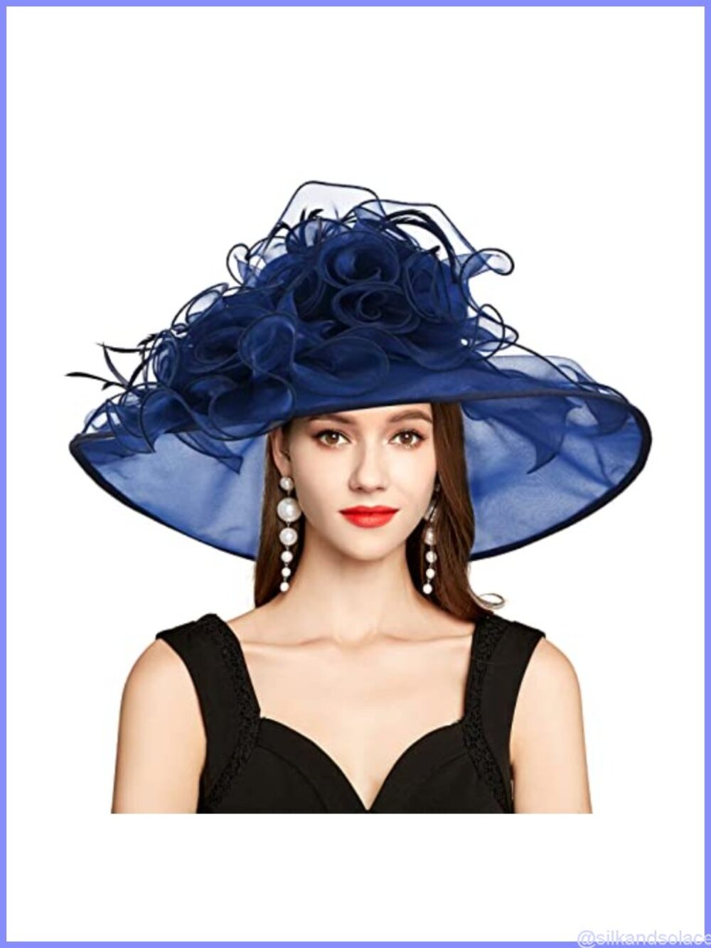 Wide Brim Organza Veil Feather Fascinator Derby Hat UV Protection Church